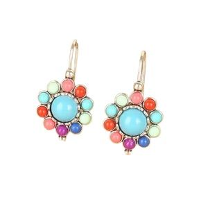 Colorful Petite Stone Floral Drop Earrings